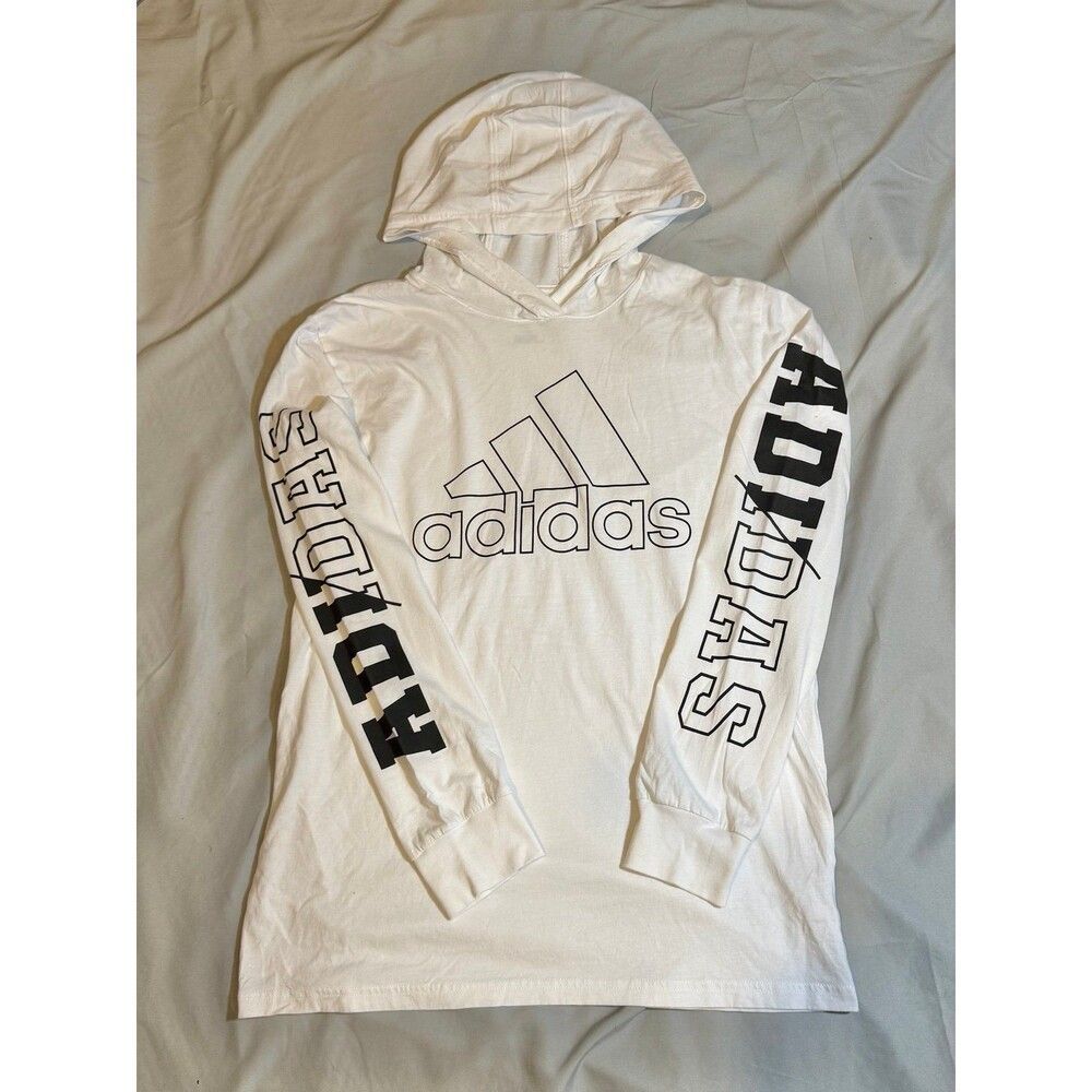 ADIDAS Kids Hooded Jersey w/Logos on Sleeves - Size Kids L 14/16